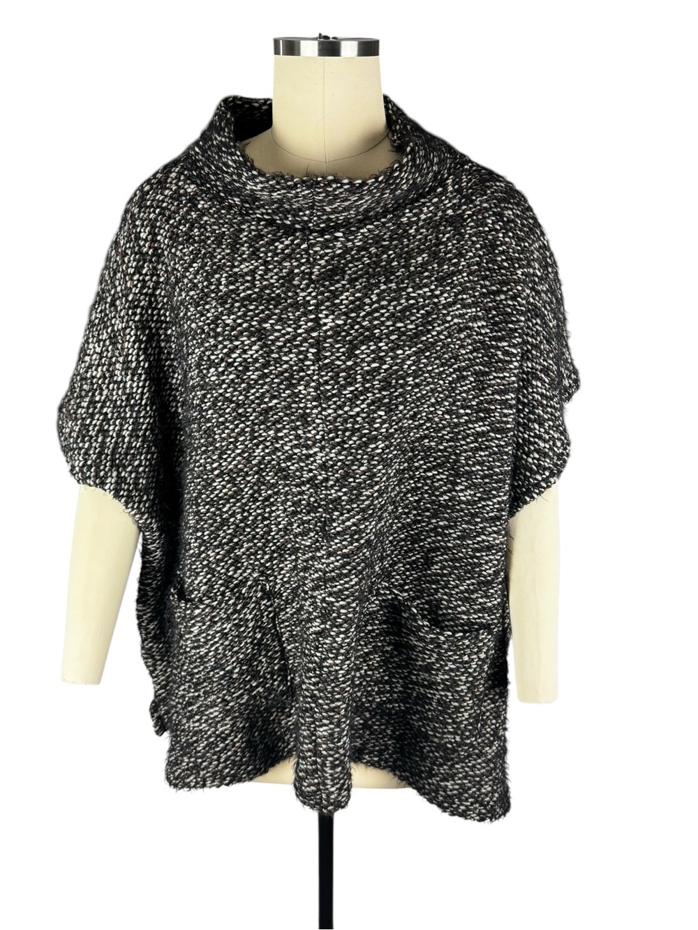 Bryn Walker Pip Poncho L NWT Nero Wool Blend Lagenlook Oversized